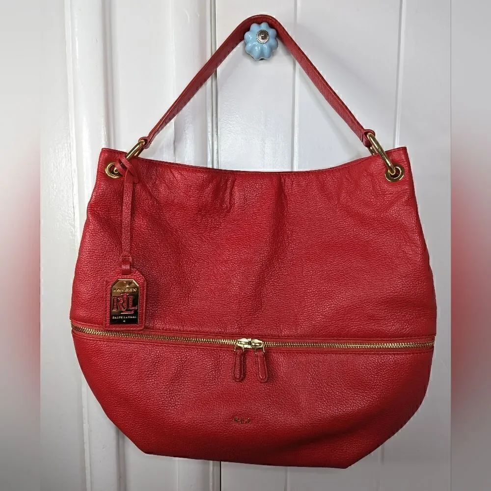 Ralph Lauren Leather Bag Academia 90s Y2K Countryside Chic Preppy Tomato Girl